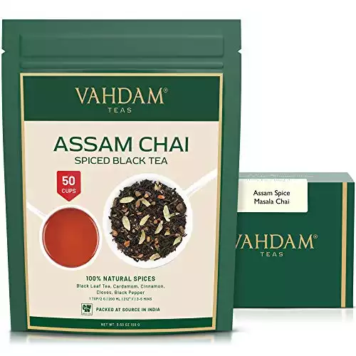 Vahdam Assam Spiced Masala Spiced Chai Tea with Cardamom, Cinnamon, Clove & Black Pepper